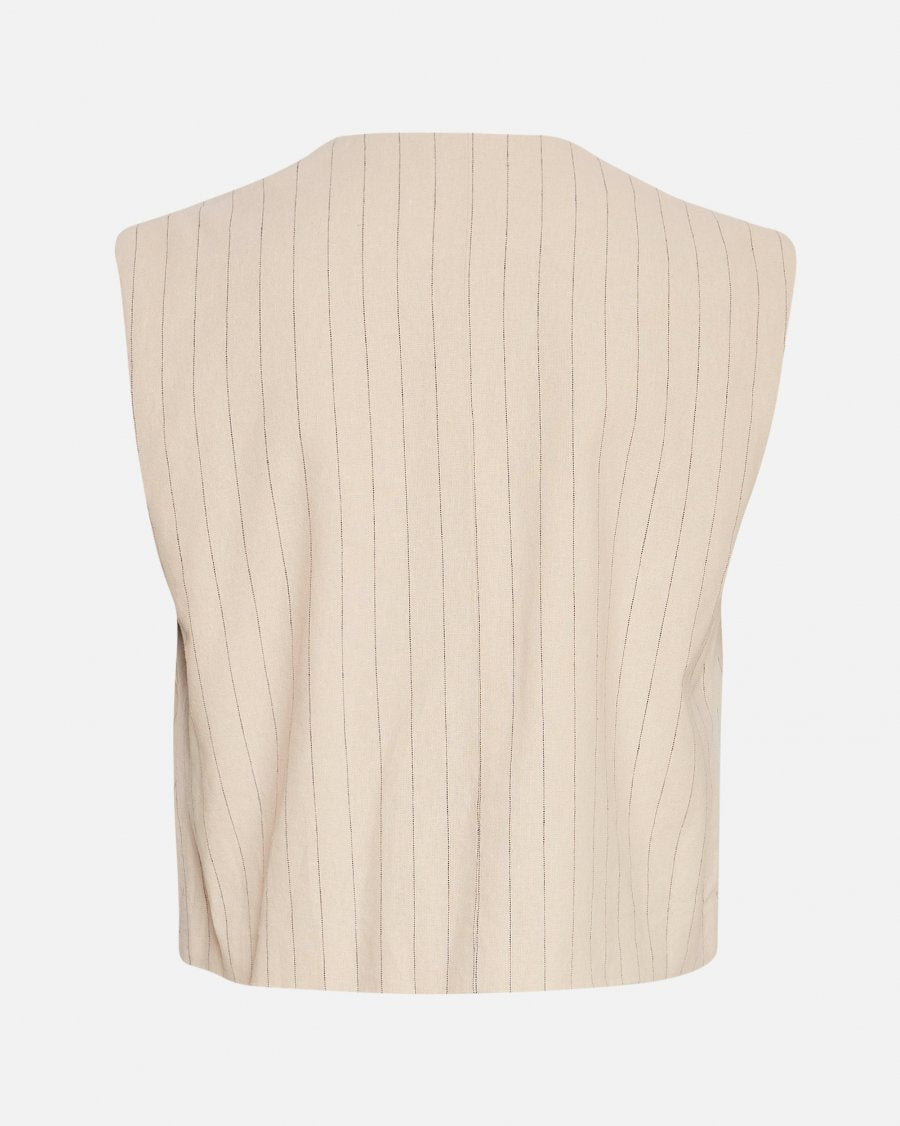 Jonalyn Striped Waistcoat in Oatmeal-Grey