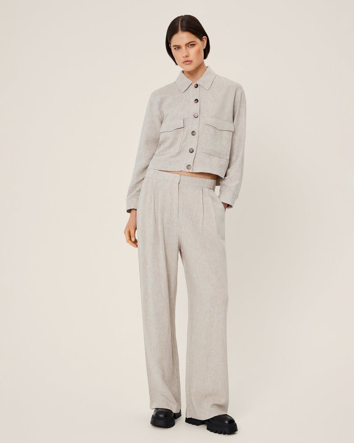 Jovene Ginia  Linen Trousers in Sand