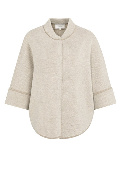 Yaya Oxford Knit Poncho in Tan