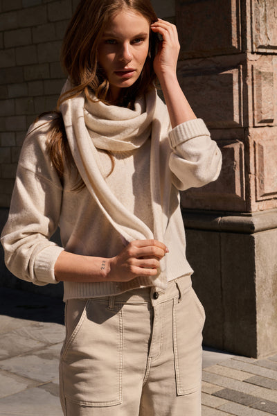 Yaya Sweater with Scarf Details in Heather