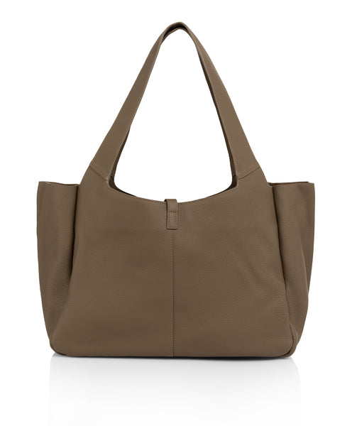 Yaya Large Shopper Bag in Deep Taupe Brown