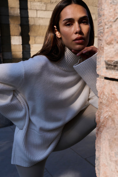 Yaya High-Neck Sweater in Snowfall White