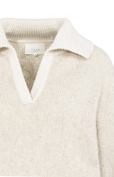 Yaya V-Neck Sweater in Heather Grey