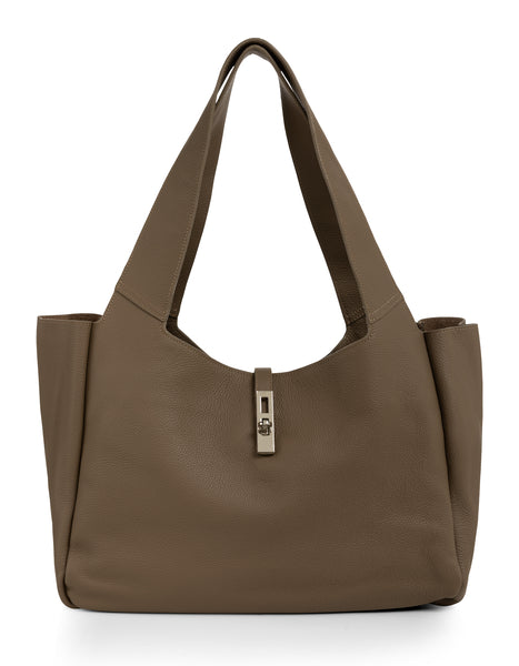 Yaya Large Shopper Bag in Deep Taupe Brown