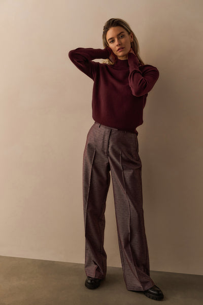 Yaya Wide Leg Woven Trousers in Fudge Purple