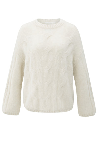 Yaya Cable Knit Sweater in Wool White