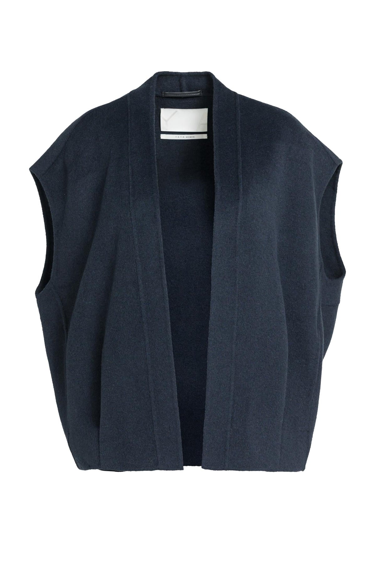 YAYA Oversized Wool Blend Gilet in Cat Black Melange