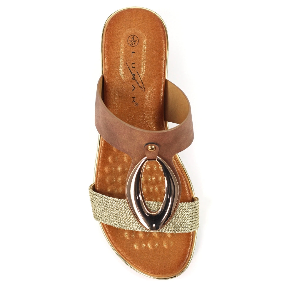 Porto Wedge Sandal in Brown