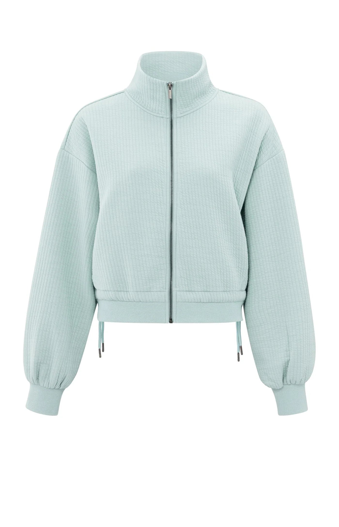 YAYA Ribbed Jersey Zip-up Sweater in Grey