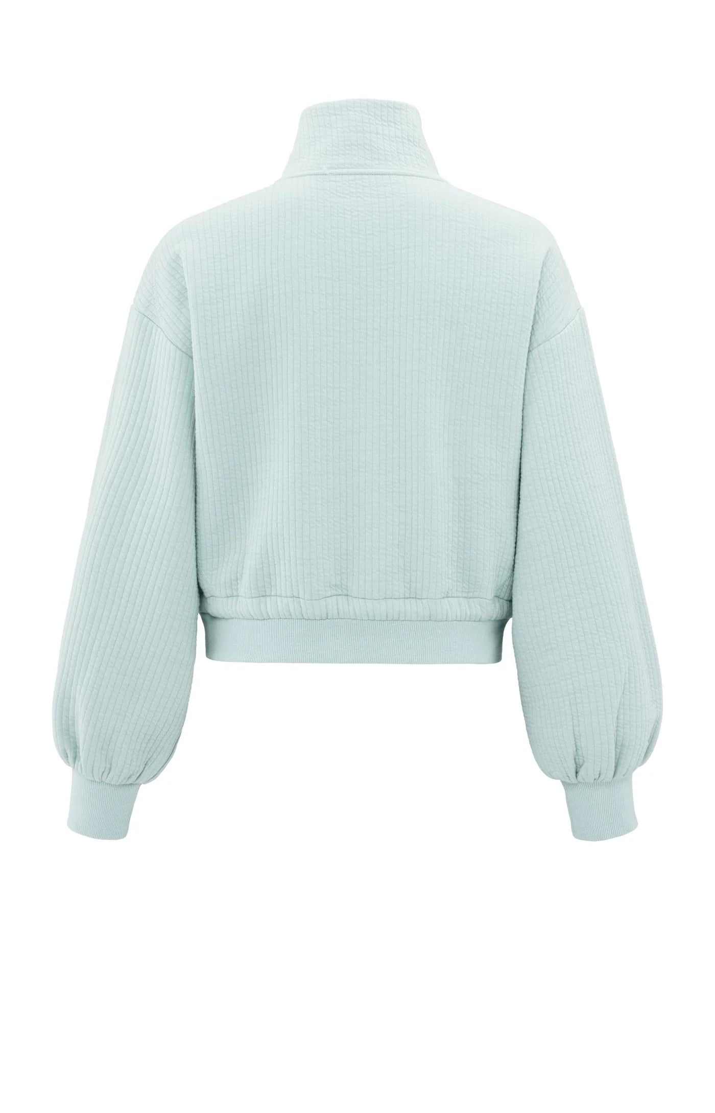 YAYA Ribbed Jersey Zip-up Sweater in Grey