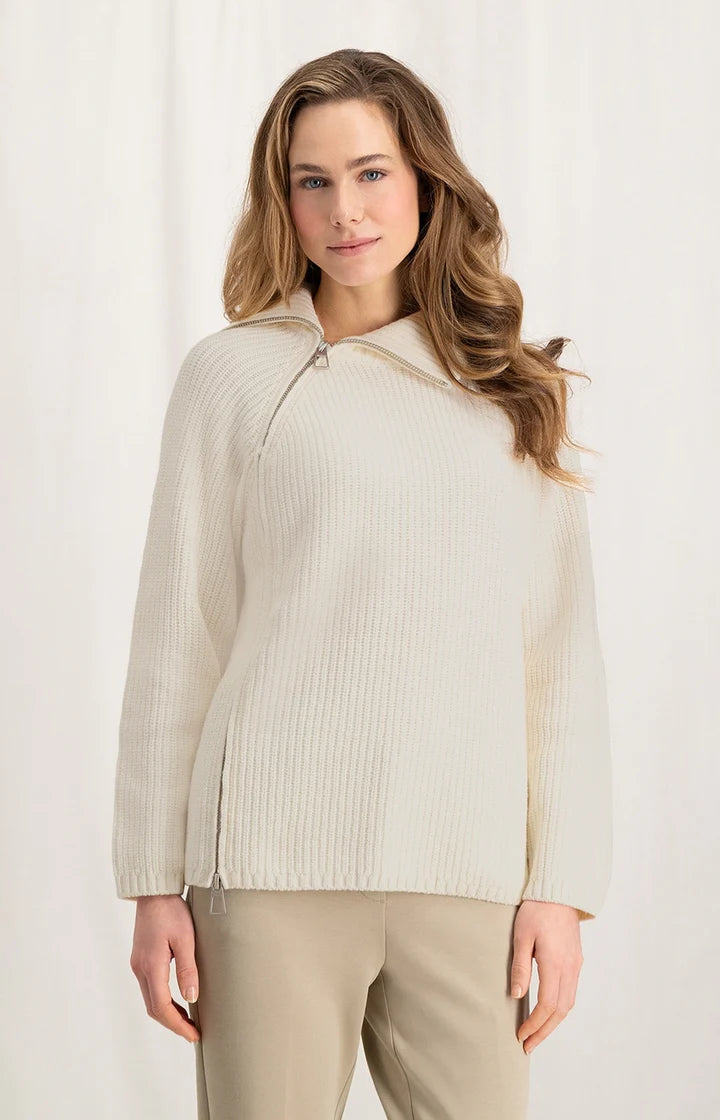 YAYA Ribbed Turtleneck Sweater in Off White