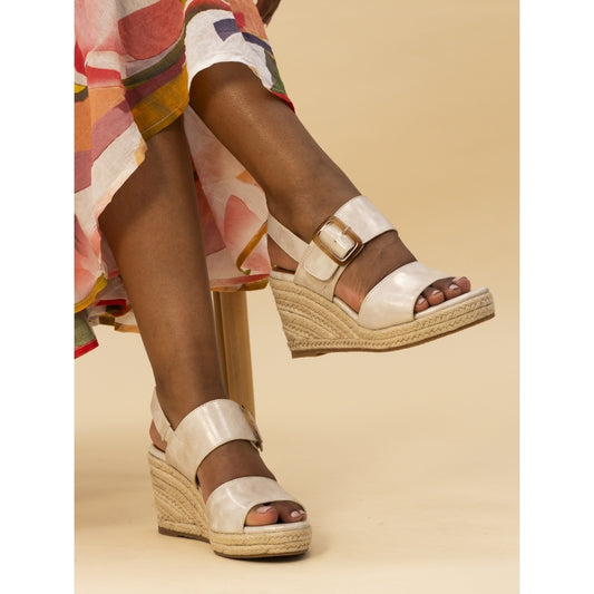 Rochester Wedge Sandal in Beige