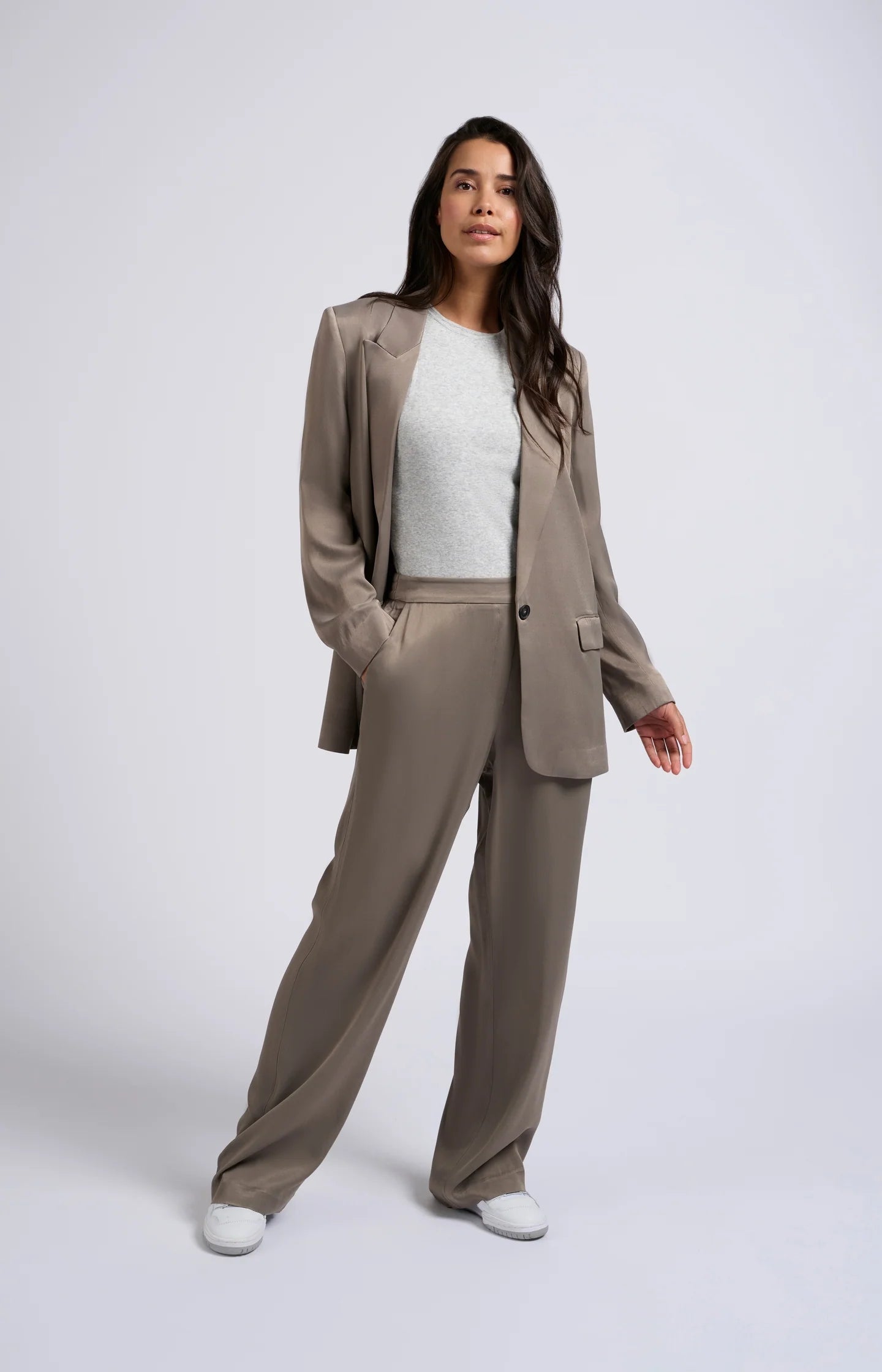 Satin Blazer with Flap Pockets