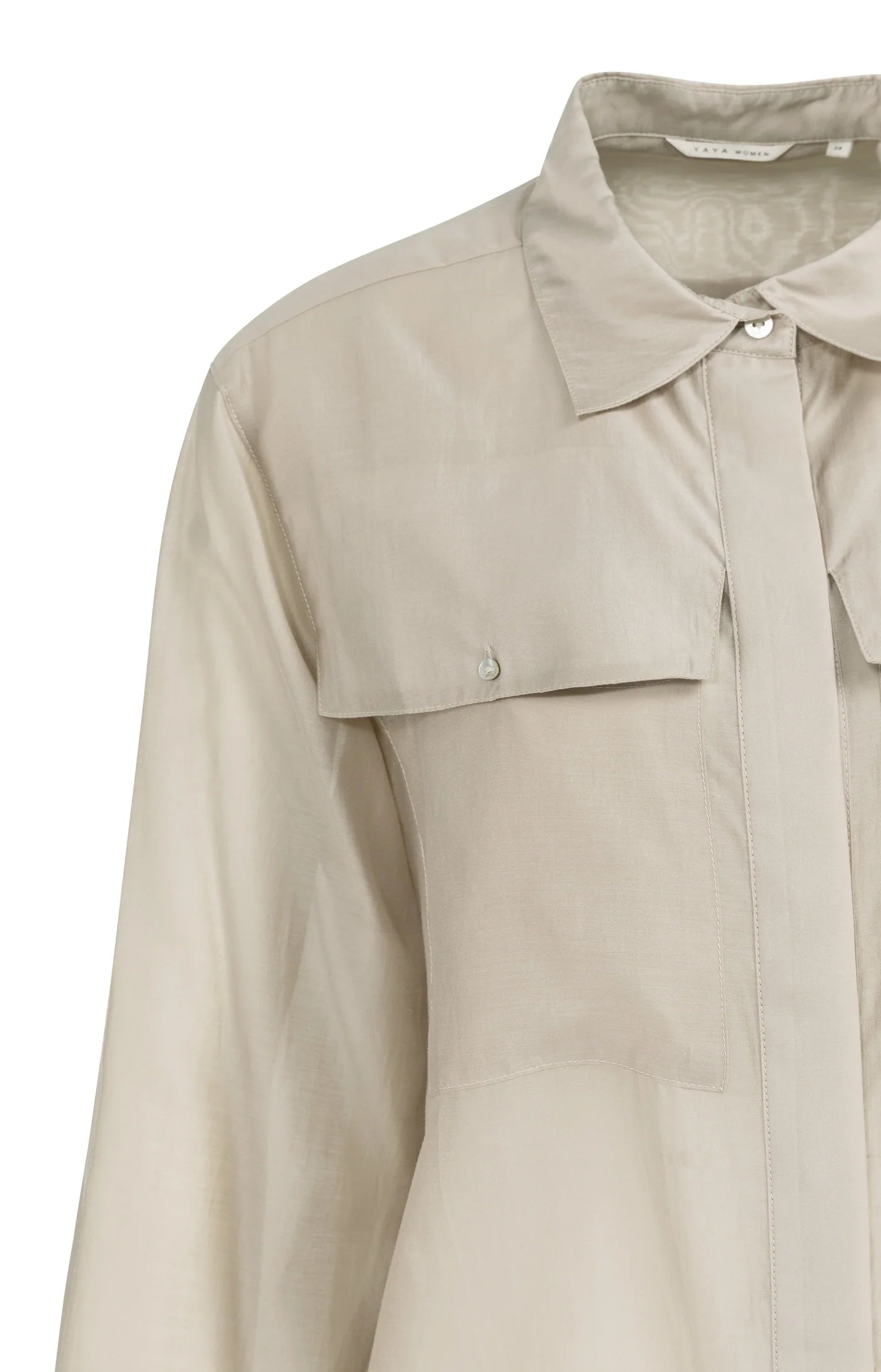 Yaya Sheer Pocket Blouse in Mist Green