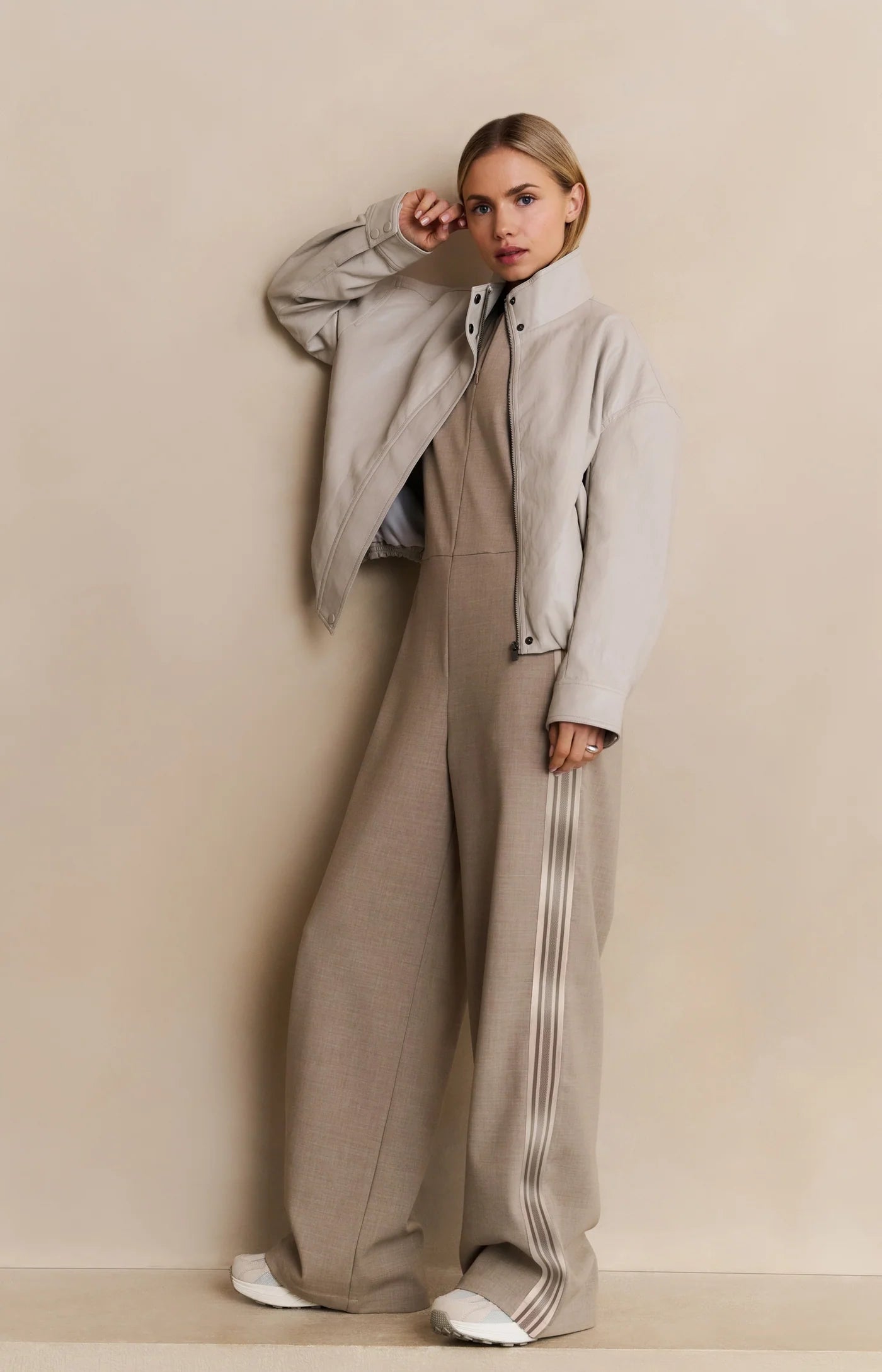 Yaya Short Faux Leather Jacket in Chalk White