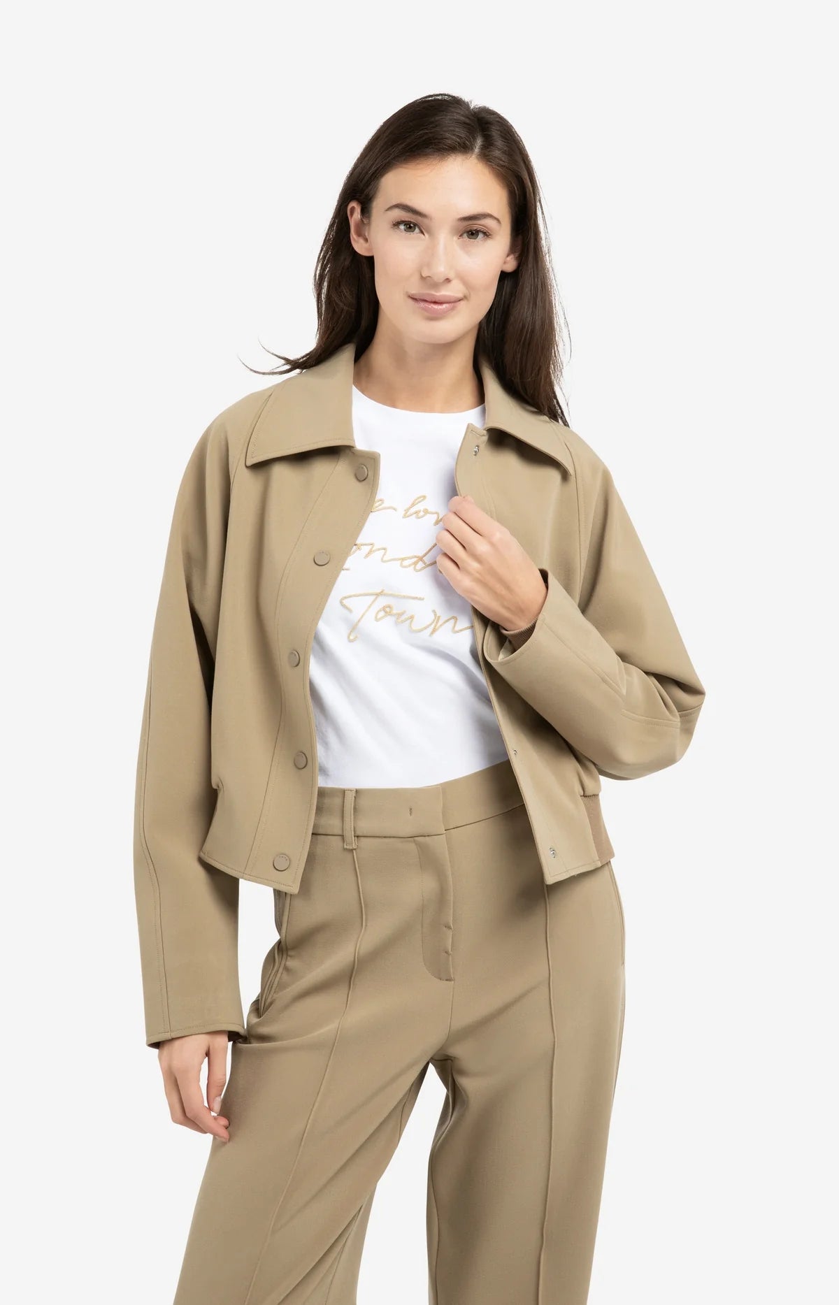Yaya Short Oversized Jacket in Khaki Green