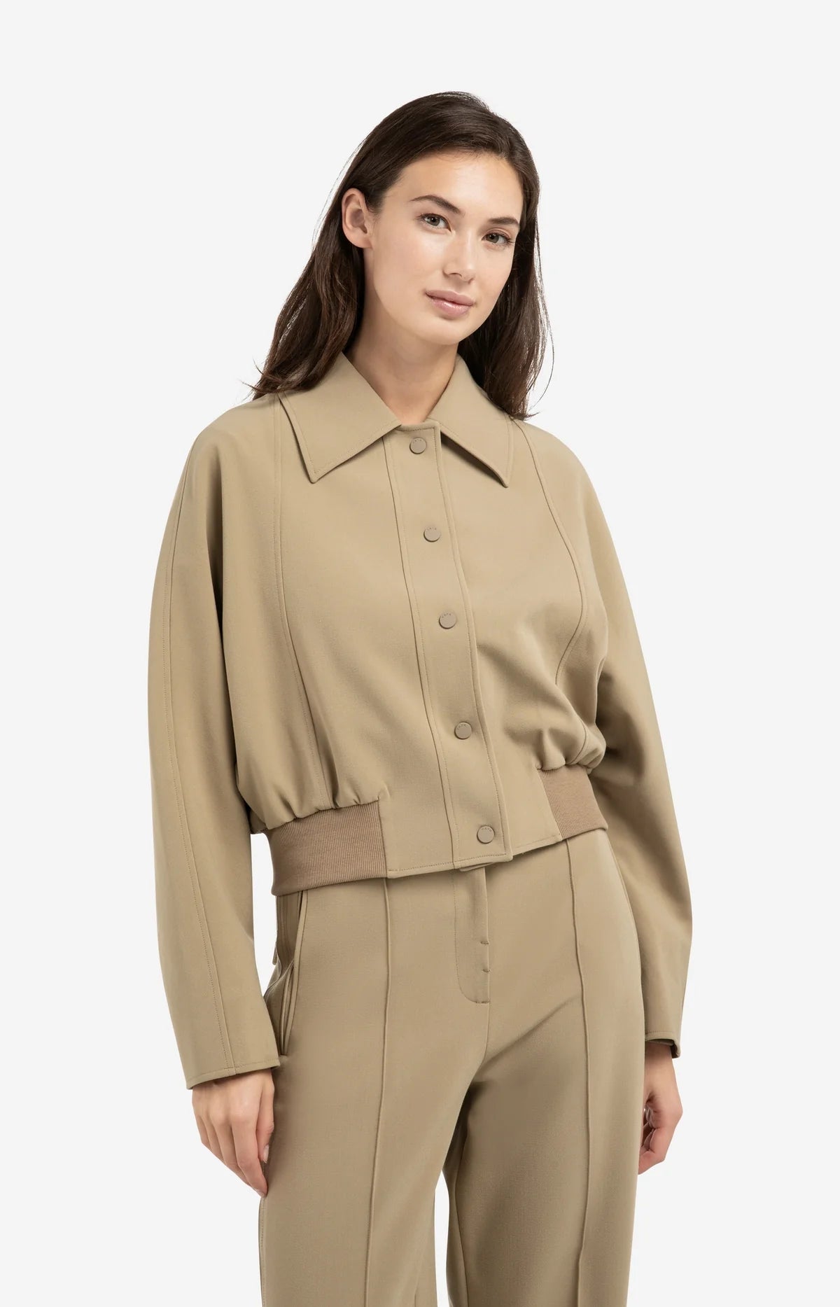 Yaya Short Oversized Jacket in Khaki Green