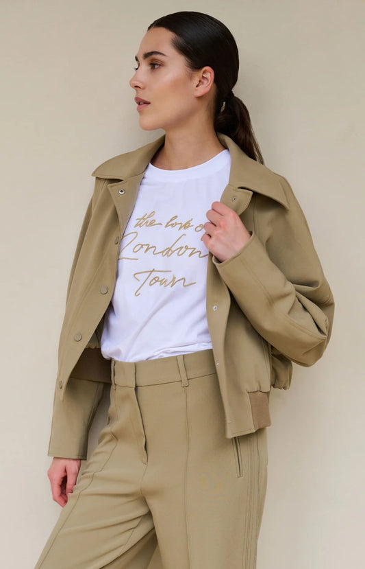 Yaya Short Oversized Jacket in Khaki Green