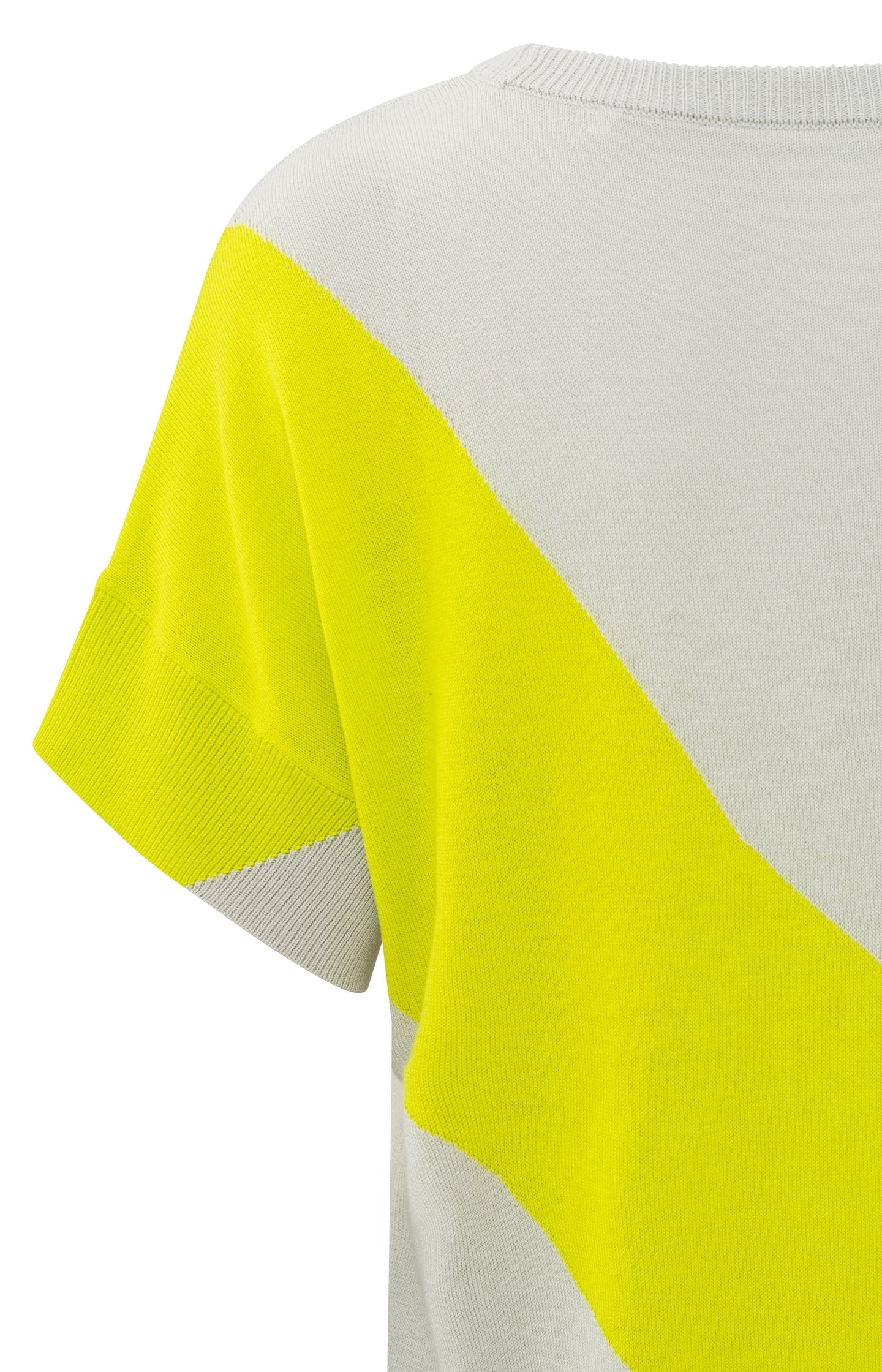 Short-sleeve Sweater with V-neck in Neon Yellow