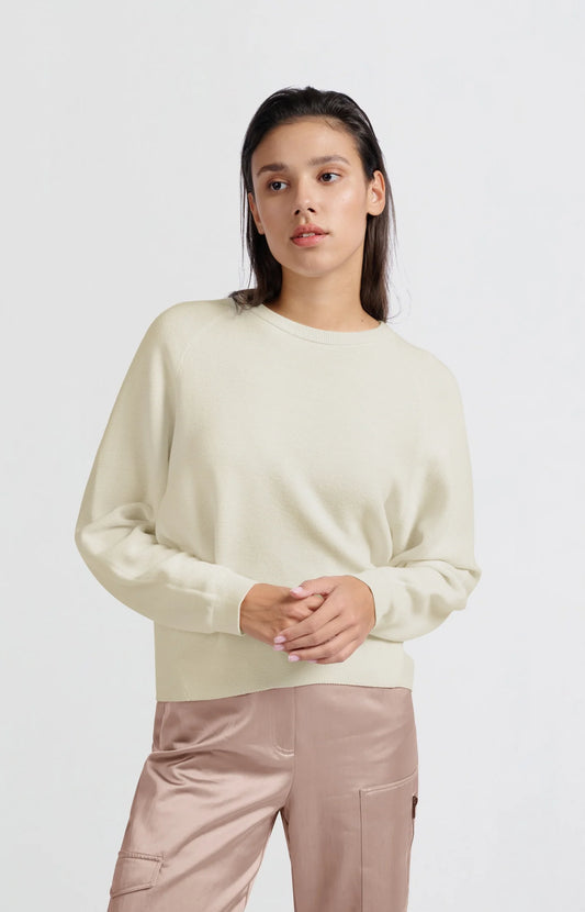 Yaya Soft Sweater with Seam Details in Off White