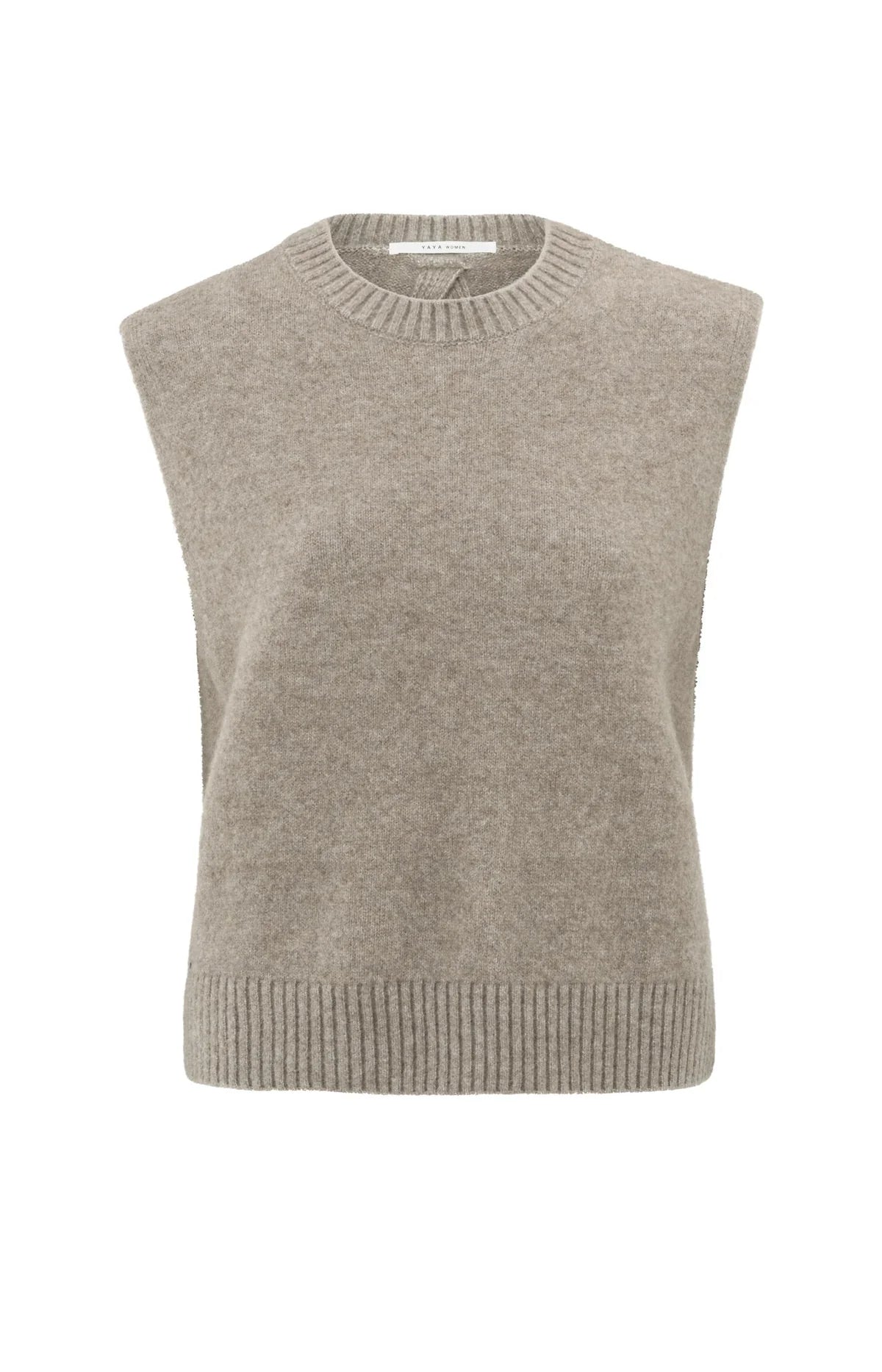 Open Back Sweater Vest in Dark Sand Melange