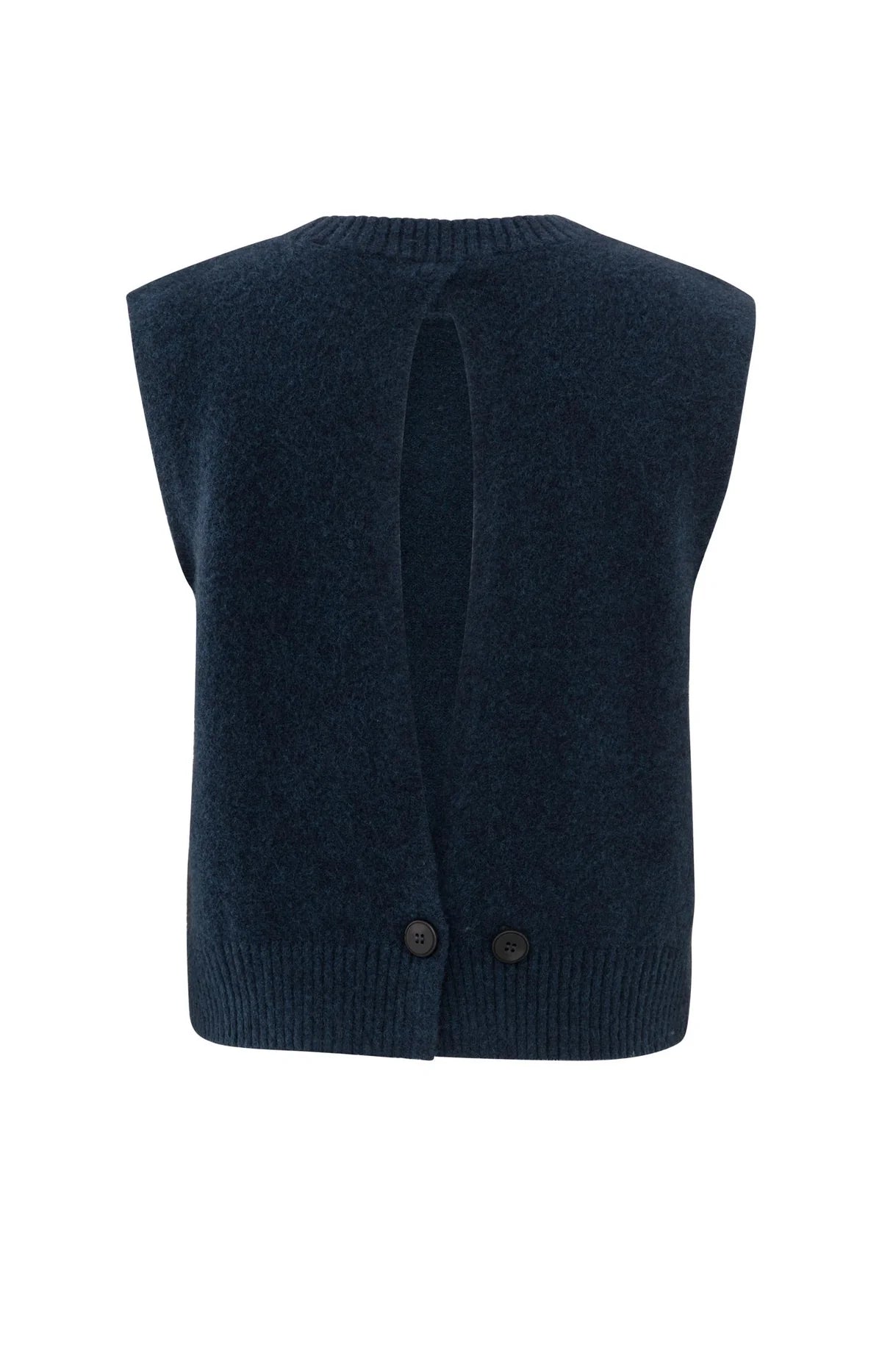 Open Back Sweater Vest in Outer Space Blue Melange