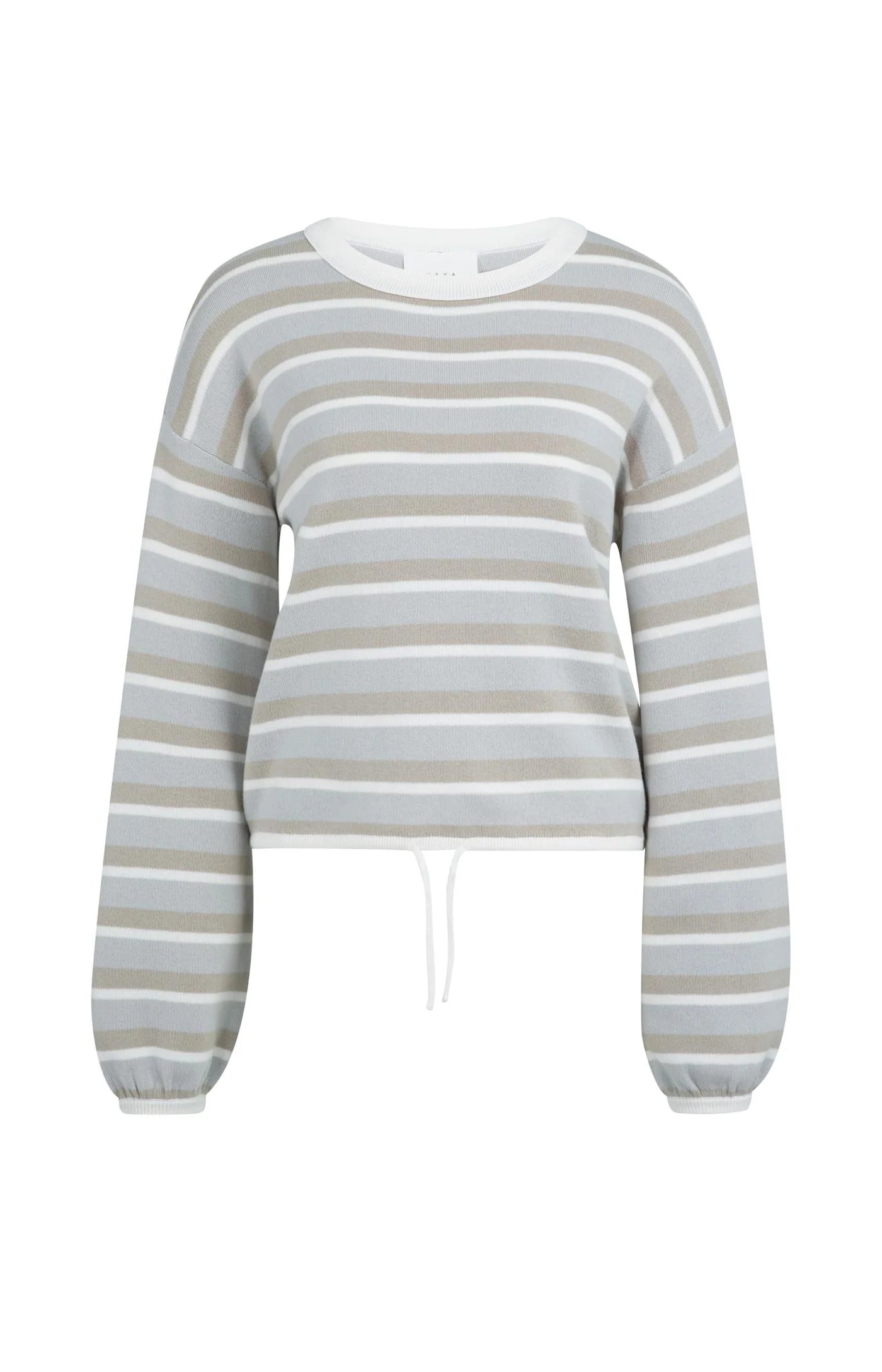 Yaya Striped Drawstring Sweater in Vapor Blue