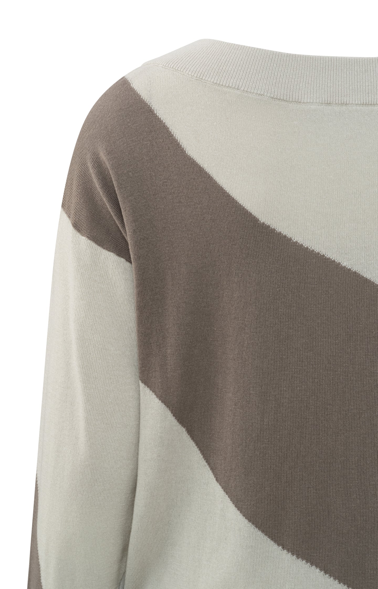 Sweater with Diagonal Wide Stripe in Clay