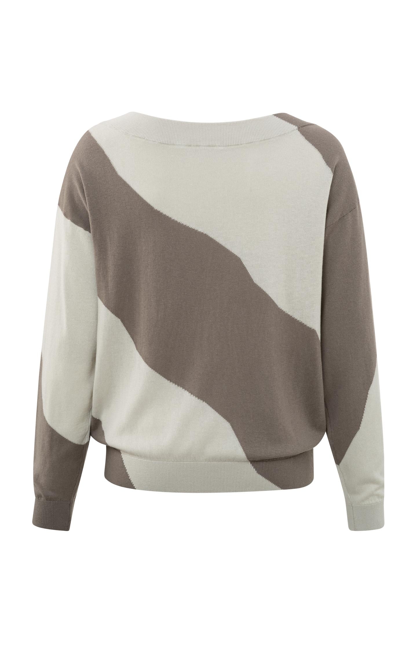 Sweater with Diagonal Wide Stripe in Clay