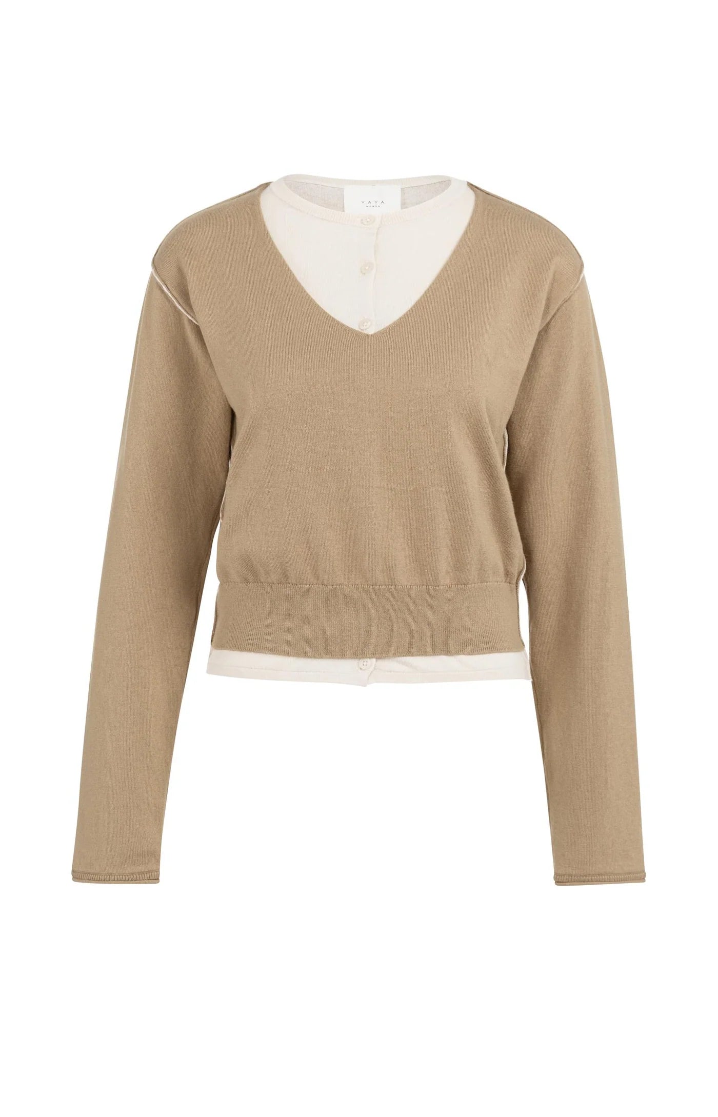 Yaya Layered Sweater in Khaki