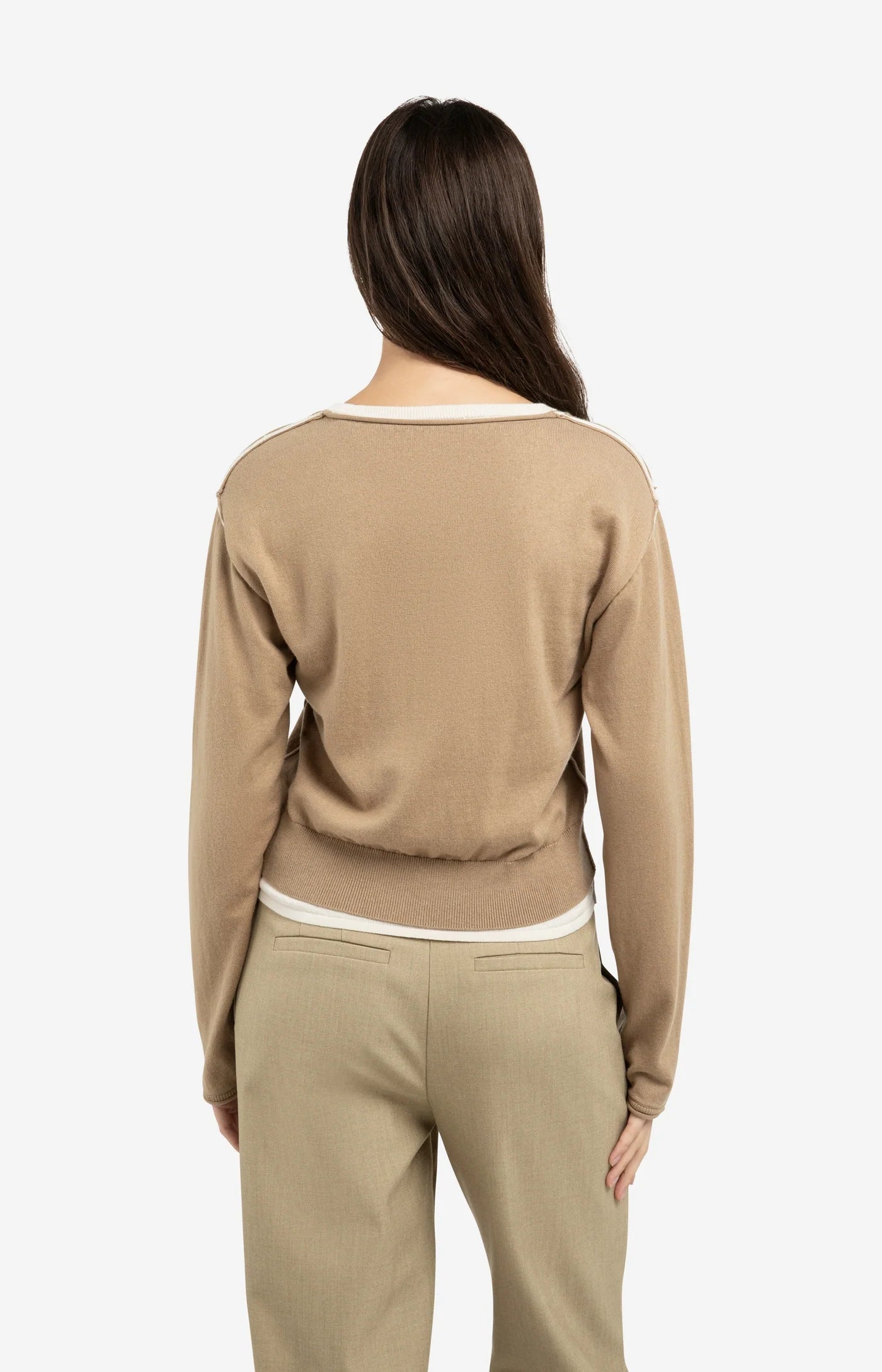 Yaya Layered Sweater in Khaki
