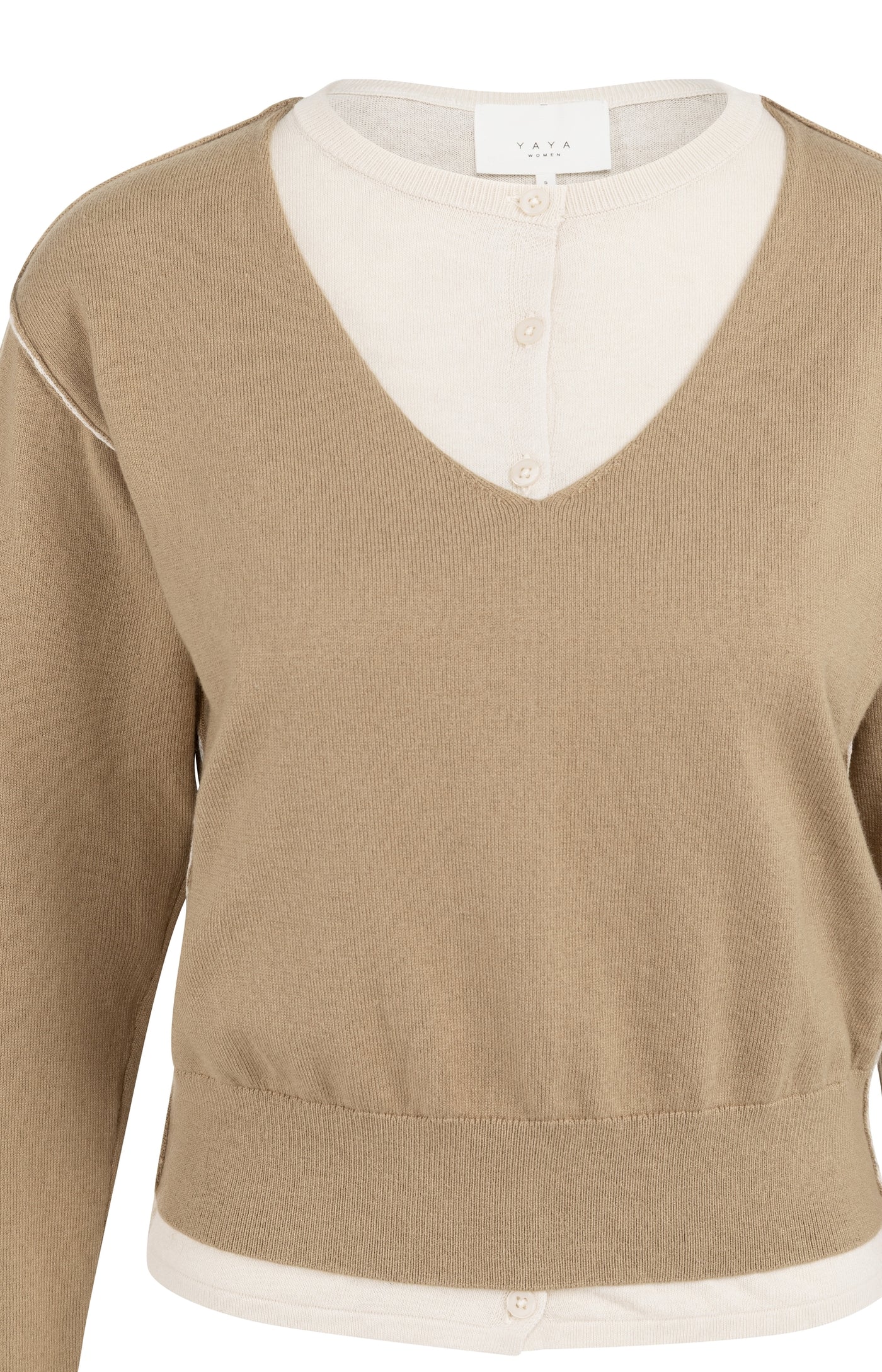 Yaya Layered Sweater in Khaki