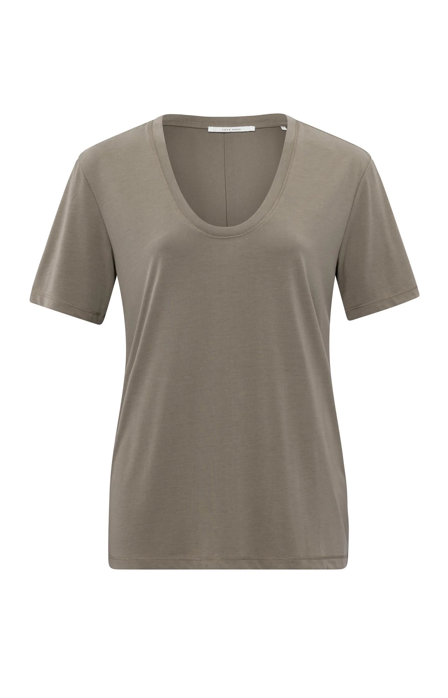 Round V-neck T-shirt in Clay Pebble Grey