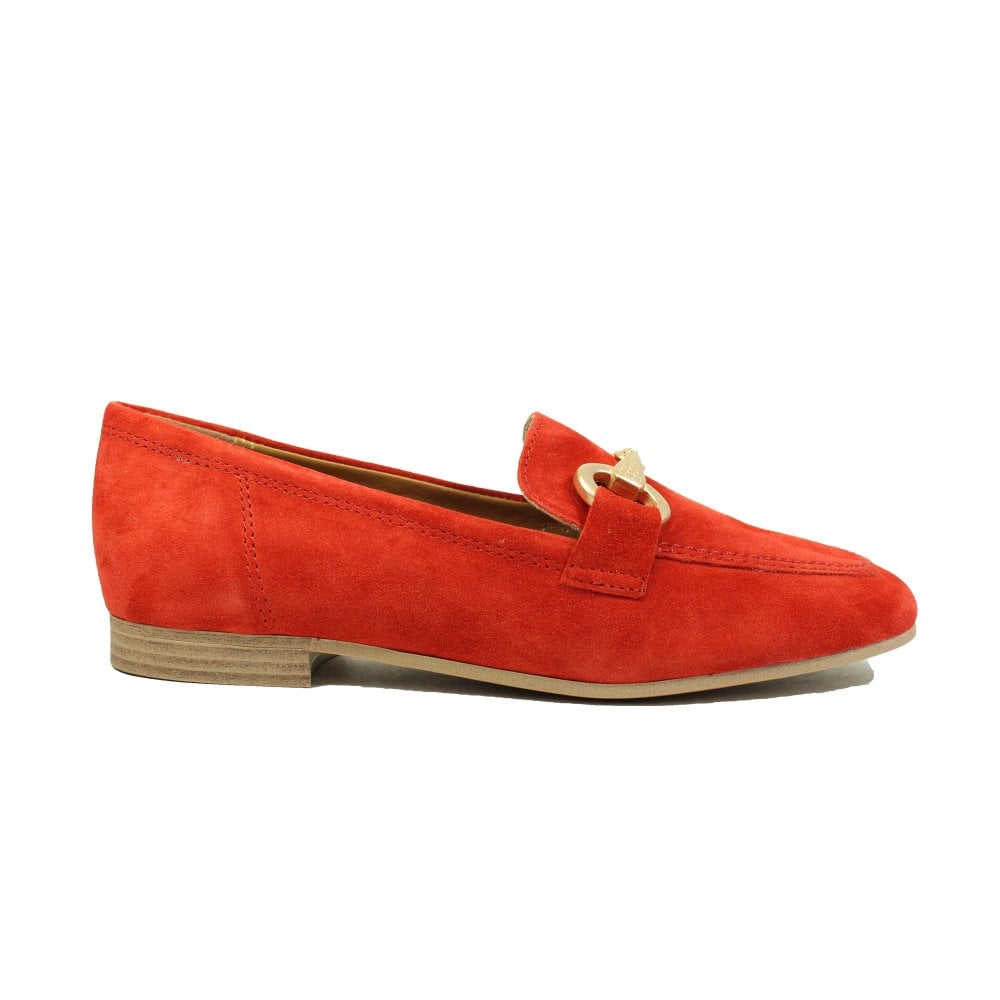 Tamaris Suede Loafer Shoes in Red