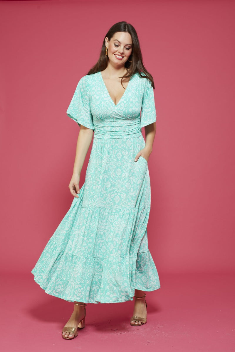 Tilly Dress in Elba Aqua