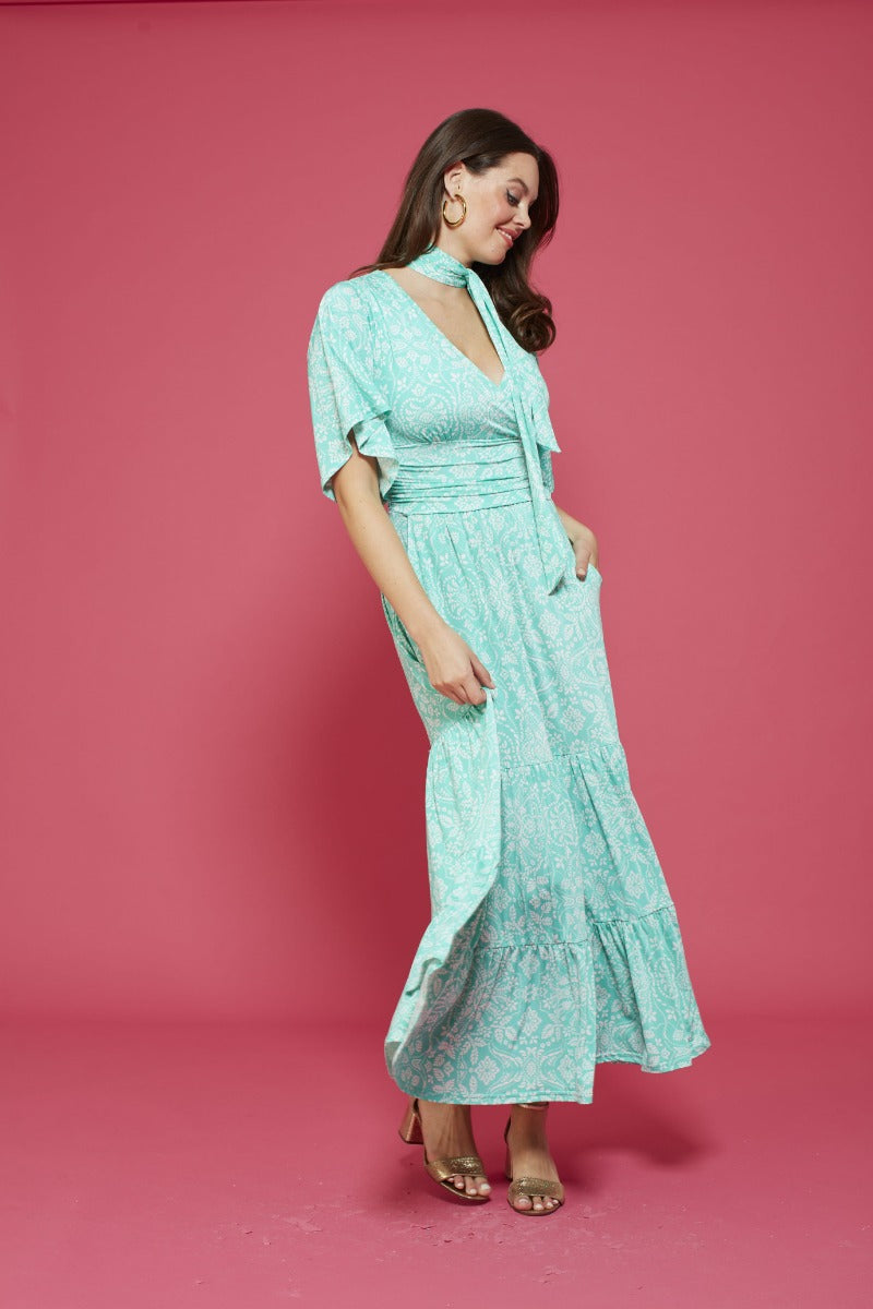 Tilly Dress in Elba Aqua