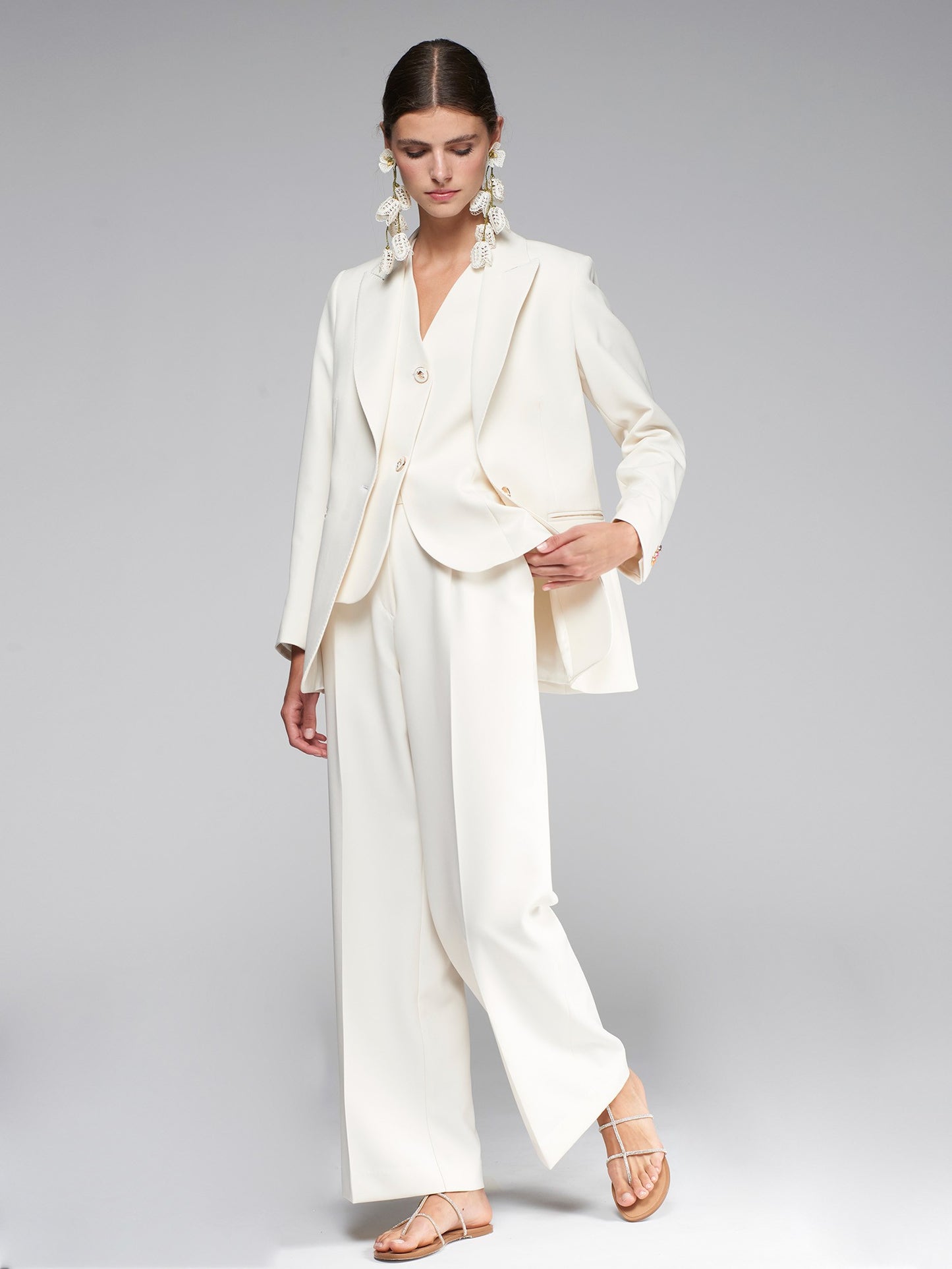 Milena Crep Trousers in Blanco