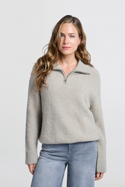 Half-Zip Oversized Sweater in Dove Gray