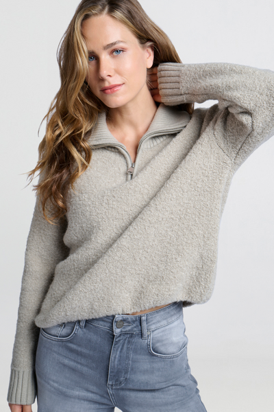 Half-Zip Oversized Sweater in Dove Gray