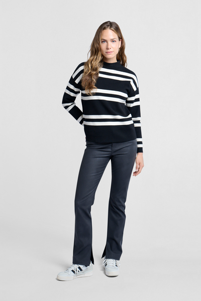 Turtle Neck Stripe Sweater in Black