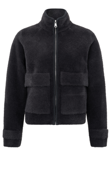 Fluffy Front Zip Jacket in Anthracite