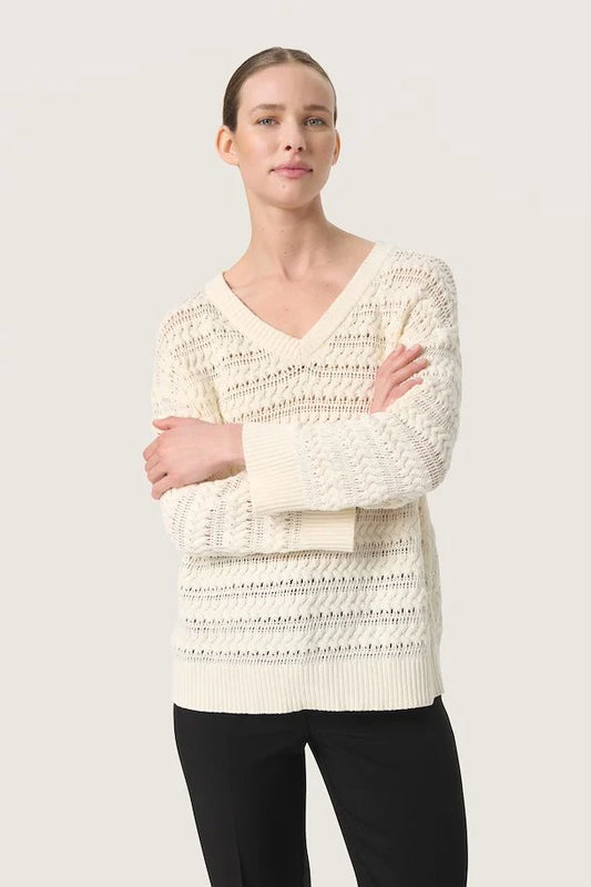 Slyskylah Chunky Knit  Pullover in Whisper White