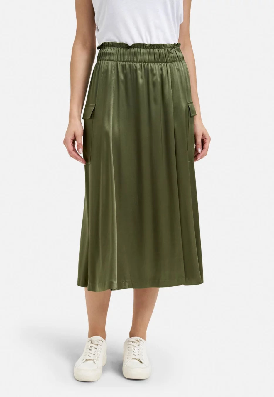 Wide Cargo Skirt in Olive