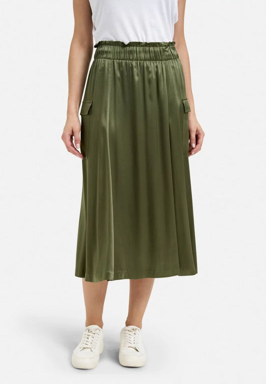 Wide Cargo Skirt in Olive